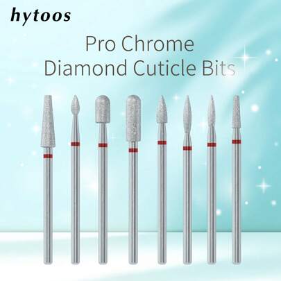 hytoos Chrome Diamond Nail Drill Bits Pro Cuticle Bit For Nail Drill Dead Skin Cuticle Cleaner Nails Pre-Treatment Tools
