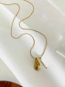 1 件不锈钢海洋风格贝壳、珍珠、海星吊坠项链，带龙虾扣，18K 镀金，防水，女士百搭 - 項鍊 - 查看 14