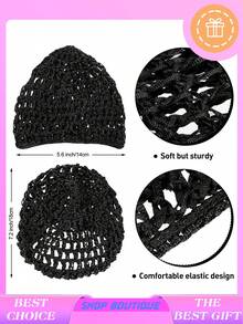 1 pezzo/4 pezzi Cuffie per capelli, cuffie per dormire, cuffie a rete, involucri, cappellini per parrucche lunghe, dritte, ricciolute, protezione per la testa in rete nera, cappelli da cuoco a treccia, cinturini per chignon, per donne, cuffia per dormire - Multicolore - Visualizzare 3