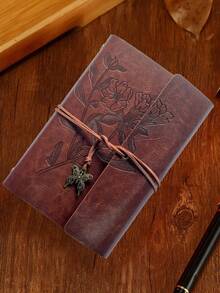 A7Leather Notebook Diary, Kraft Paper, Vintage Spiral Bound Notebook Refillable Dairy Sketchbook Travel Journal To Write In With Blank Pages, Souvenir, Suitable As Gifts For Girls - Multicolor - View 8