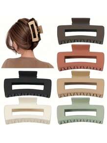 5pcs Fashionable Simple Women Daily Hair Clips, Large Size Hair Claw For High Crown, Elegant Design Fashion Hair Accessories Beauty Claw Clips