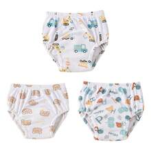 4 piezas de pantalones de entrenamiento lavables para adolescentes - pañales de tela transpirables con forro impermeable, patrones surtidos, pantalones de entrenamiento para adolescentes, para todas las estaciones - Multicolor - Ver 21