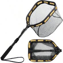 PLUSINNO Floating Fishing Net For Steelhead Salmon Fly Kayak Catfish Bass Trout Fishing Rubber Coated Landing Net For Easy Catch Release Compact Foldable For Easy Transportation Storage - 11.8"/30cmHoopSize1.0MOrange(TelescopicPole) - View 1