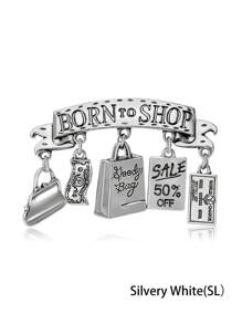 Born To Shop Brooch Pin For Women - Cute Money Bag Letter Tag Brooch For Sweater Jacket Hat Shoes Outfit Accessory