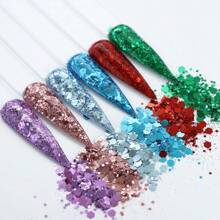 Metallic Mix Chunky Glitter 2.85oz/ 80g Polychrome Craft Glitter Powder Mixed Chunky Fine Flakes Iridescent Nail Sequins For Nail Art, Epoxy Painting, Festival Decor