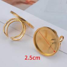 4 anéis ajustáveis de aço inoxidável, diâmetro interno de 10-25 mm, cor dourada, base com pedras preciosas, bandejas redondas, quadradas e retangulares, adequados para joias DIY