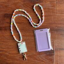 1 chiếc móc khóa hình mặt cười bằng gỗ phong cách Bohemia, dây đeo cổ dài, hạt gỗ có thể tháo rời, có ngăn đựng thẻ ID, bút chì acrylic trống, quà tặng cho giáo viên, quà tặng cho trường học, quà tặng cho xe hơi, bạn bè, chị em, ý tưởng quà tặng - Nhiều màu - Xem 14