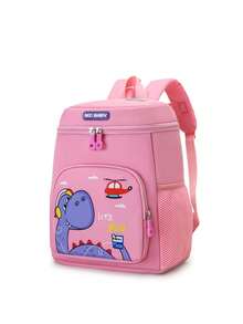 1pc Super Cute Dragon Cartoon Printed Children's Backpack, Padded Shoulder Straps Design, Suitable For School And Daily Use