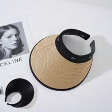 1 Peça Chapéu de Sol de Aba Larga Feminino para Verão, Chapéu de Palha Casual com Proteção UV para Passeio, Cobertura Facial
