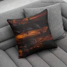 1pc 17.7*17.7in(45*45cm) Realistic Tree Texture Printed Polyester Pillow Cover [No Pillow Insert Included], Single-Sided Printing, Nature Scenery Cushion Cover For Sofa, Living Room, Bedroom, Car, Office, Hotel, Gift For Family & Friends, Home Decor