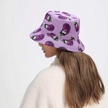 Reversible Bucket Hat For Women, Cute Beach Fisherman Style - Eggplant - View 5