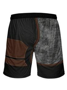 1 Stück Herren Mode Loose 3D Grafik Muster Zugkordel Shorts, leicht atmungsaktiv, lässiger Street-Style geeignet für Laufen, Wandern, Reisen, Strand, Party & Urlaubsgeschenke