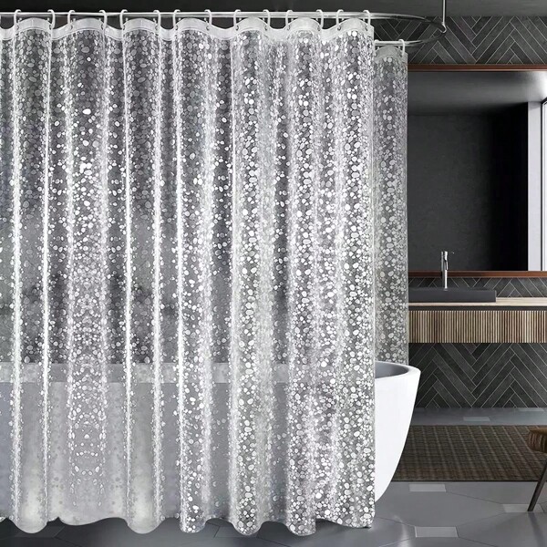 Cortina de ducha, cortina de ducha de plástico PEVA 3D con piedras, con ojales y accesorios, cortina de ducha impermeable y resistente de gran calidad para decoración de baño, decoración de otoño, accesorios de baño, de vuelta al colegio