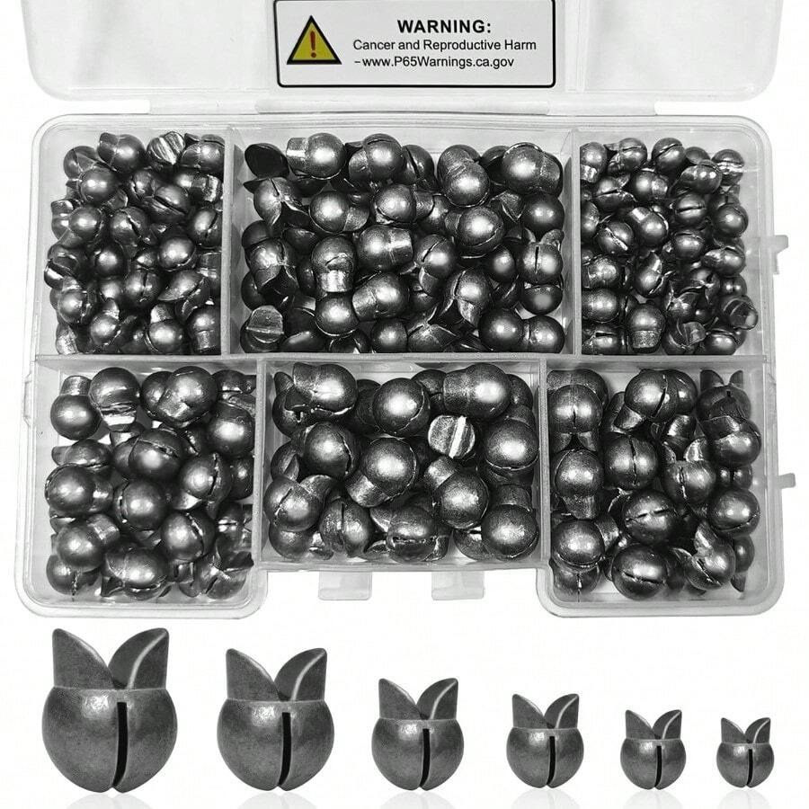 SANWEAL120PCS 200PCS Fishing Weights Sinkers Premium Split ShotFishing Weights Sinkers Round Removable Fishing Sinkers 5 6 Sizes - Black - View 1