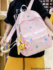 La mochila está adornada con estrellas de varios colores, incluyendo mochilas, bolsas de almacenamiento, bolsas de viaje, unisex, temporada de regreso a la escuela, regalos navideños, regalos de cumpleaños y regalos de regreso a la escuela - Multicolor - Ver 8