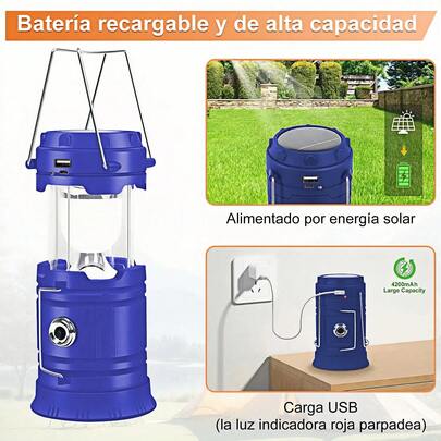 Luz solar portátil para acampar Moreka, luz LED recargable para acampar, luz de mano, luz para tienda de campaña, luz para el hogar, esencial para acampar al aire libre