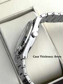 Pablo Raez 1 Stück Herren Business Vintage Uhr Edelstahl Armband Kette Sommer Strand Accessoires Männerschmuck Originale Armbanduhr IPS Silber Nicht anlaufendes Stahlgehäuse Charmante Uhr Berühmte Marke Neu AAA Luxus Schwarz Weiß Farbe 50M Wasserdicht Einfache Kalenderanzeige Uhr Herren Lässig Mode Quarz Uhr für Männer