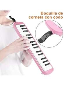 Melódica escolar de 32 teclas con estuche,adecuado para recitales escolares, actuaciones culturales, reuniones, fiestas, regalos navideños - Rosa - Ver 2