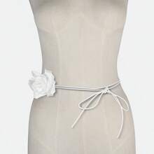 Blooming Satin Rose Lace-Up Necklace, Waist Chain, Chest Flower Shapewear Waist Belt, Vintage Decorative Accessory For Women