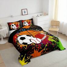 Mixed Ball Comforter Set Toddler Size Baseball Comforter For Boys Girls Teens Basketball Bedding Set Football Duvet Set Room Decor Multiful Quilt Set - Multicolor - View 6