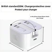 Set de 5 piezas Protector de cable de carga con diseño de cojín con estampado de astronauta, compatible con adaptador de cargador estándar británico de 20W, adecuado para iPhone11/12/13/14/15/16 Pro Max, cable de datos anti-doblado, fijador de cable, anti-rotura, protector de cabezal de cargador de TPU, accesorios de cargador, accesorios de teléfono