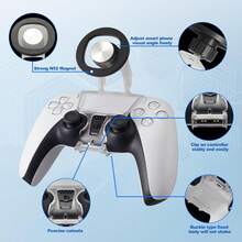 Compatible With PS5 Controller Phone Mount – Adjustable Mobile Phone Holder Clip Compatible With Playstation 5 Dualsense, Magnetic Gaming Clip Compatible With IPhone & Android – Ergonomic Design, Ultra-Strong Magnets, 360° Rotation - 白色 - 查看 8