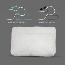 Orthopedic Support Pillow – 40x60x10 Cm – Microfiber Fabric With Ergonomic Design – White Piped Edges – Neck And Shoulder Pain Relief – Breathable, Durable & Washable – Made In Turkey - White - View 2