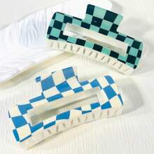 2pcs/4pcs Women's Summer Fashion Multicolor Plaid Hair Clips, Pink/Blue/Black & White/Tartan Hair Claws, Checkered Hair Accessories For Women Beauty Claw Clips
