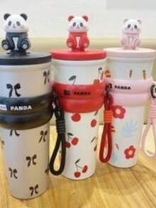 Panda Thermal Cup 700ml With Retractable Straw And Safety Handle – Ideal For Everyday Use! ‍♀️ - Black - View 2