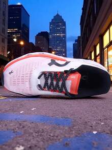 tenis bicolor naranja blanco on suspension confort fasion clou agujeros moda runner en caja - Naranja Quemada - Ver 4