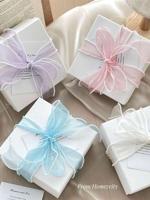 1 pieza 5 Yardas de cinta con flecos de perlas para ramos, regalos, decoración de tartas - Decoración de boda, fiesta y festividades