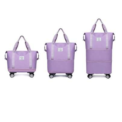 Hjulförsedd resväska, expanderbar i 2 lager, stor kapacitet och flera fickor, lämplig för examenssäsongen, semester, multifunktionell bagageväska, väska för skolan, skoltillbehör, skolsaker, resematerial, semesterduffelväska, bagageväska, resväska för kvinnor