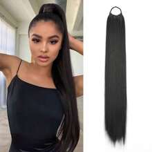 Long Straight Ponytail Extension 24Inch Ponytail Hair Extensions Synthetic Hair On Elastic Band Hairpiece