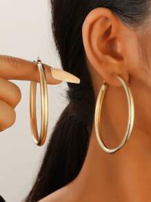 2 pièces de grands anneaux classiques en acier inoxydable, disponibles en plusieurs tailles, convenant aux femmes, idéaux pour les fêtes, le shopping et les voyages