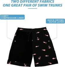 Mens Swim Trunks With Compression Liner 5 Inch Inseam Swim Shorts Quick Dry Mens Swimsuit Board Shorts With PocketsA Valentine's Day NIRT - #菠蘿棕櫚 - 查看 4