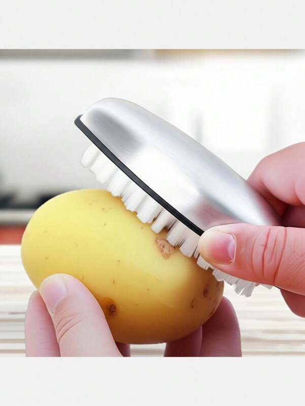 Vegetable And Fruit Cleaning Brush, Vegetable Brush Scrubber, 304 Stainless Steel Cleaning Brush, Microfiber Scrubbing Pad, Multipurpose Kitchen Tool For Food Potato Vegetable Washing