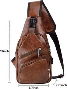 AMJ Crossbody Sling Bag Men Women, Casual Shoulder Backpack, Chest Daypack Satchel For Hiking Travel - Khaki - View 2