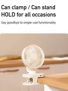 ViSSKO Ventilador de Clipe USB com Cabeça Ajustável 360°, 5 Configurações de Velocidade e Brisa Natural - Base de Aperto Forte, Perfeito para Dormitório, Escritório, Essenciais de Estudante