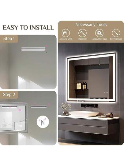 Bathroom Spiegel Lighting, LED Verlichting s, Dimmable, Tempered Glass Explosion Proof, Touch Switch, Memory Function, Fog Free, view 10