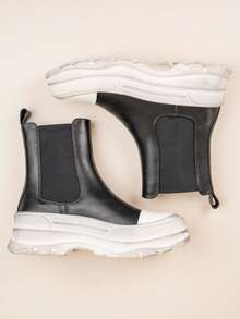 Botas Chelsea com sola grossa - Preto/Branco - Ver 6