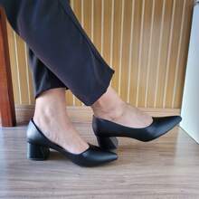 Women's Pumps Block Heel 5cm Comfortable Elegant Work - Black - View 3