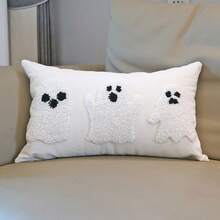 Funda de almohada de Halloween con bordado de fantasmas, funda de cojín suave, protector de almohada para decoración de sofá del hogar. - color - Ver 5