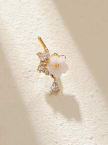 1 pieza Arete de nariz con forma de lágrima con baño de oro brillante, de moda para el uso diario de las mujeres