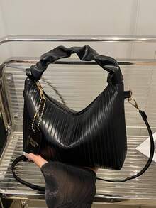 新款纯色纹理竖条纹女包新款小众设计单肩斜挎包外贸百搭包包女