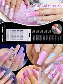 Set para salón de manicura, Juego de herramientas para extensión de uñas acrílicas, Kit de 100 piezas de moldes reutilizables para extensión de uñas de gel con herramientas y accesorios duales para extensión de uñas acrílicas - Multicolor - Ver 8