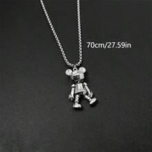 1 件不锈钢可调节四肢熊吊坠项链，男女通用时尚毛衣链项链，嘻哈百搭日常佩戴 - 活動小熊項鍊 - 查看 7