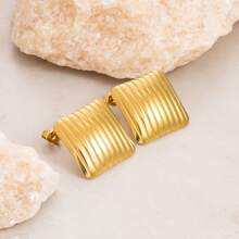 2 pares de Pendientes cuadrados de moda a rayas, joyería de calidad para las oídos de las mujeres
