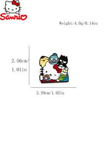 Sanrio 5 peças, novo trio de broches de liga metálica com distintivos de desenho animado da Hello Kitty, acessórios decorativos, mochila com broche de esmalte fofo para escola