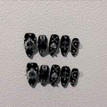 Press On Nails,JC Handcrafted Press On Nails Kit , Short Length Nail Press Ons, Durable, Easy Application, Stylish Impress Press On Nails,Perfect For Daily Wear & Special Occasions(S80 M)