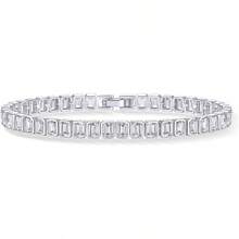 PAVOI 14K Gold Plated Tennis Bracelets For Women - Bezel Set Cubic Zirconia Bracelet - Simulated Diamonds Round, Trillion, Trinity, Radiant, Pear, Heart Cut Stones Wedding Jewelry Gifts For Brides - White Gold - 查看 9